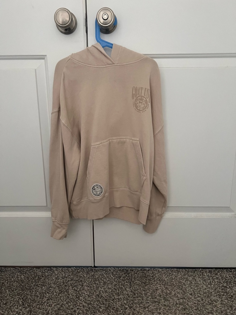 Goat hoodie in Neutral Beige Hoodie with Subtle Logo